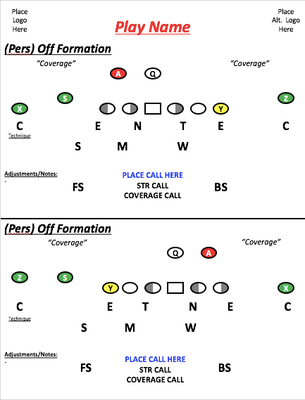 NFL/College Defensive Playbook Template MatchQuarters