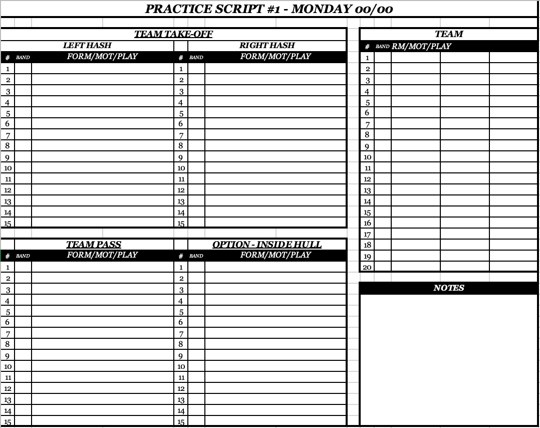 Practice Script Format Offensive Practice Script – MatchQuarters